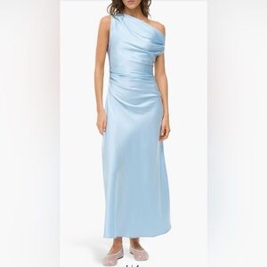 Staud Phare One Shpulder Stretch Silk Midi Dress, Size 8